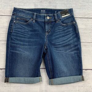 A.N.A. Jean Shorts sz 2 Bermuda 8.5" Inseam Dark Wash Rolled Cuff New NWT